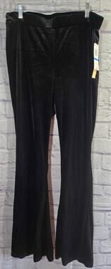 Takara Black Velour Bell Bottoms Pull On Pants XL NWTS Soft Comfy Stretch